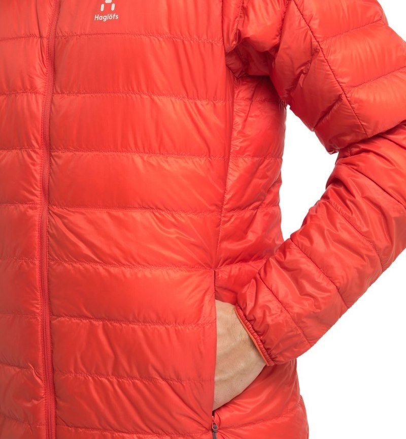 Men's Haglöfs L.I.M Down Hood Insulated Jackets Habanero Canada | SZ27-695