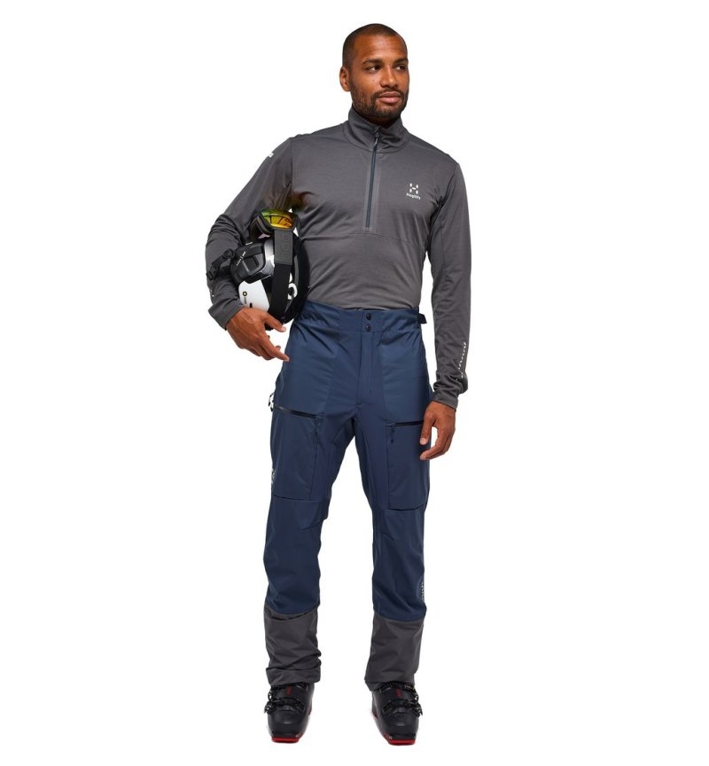 Men's Haglöfs L.I.M Hybrid Touring Pant Softshell Trousers Blue Canada | QE28-303