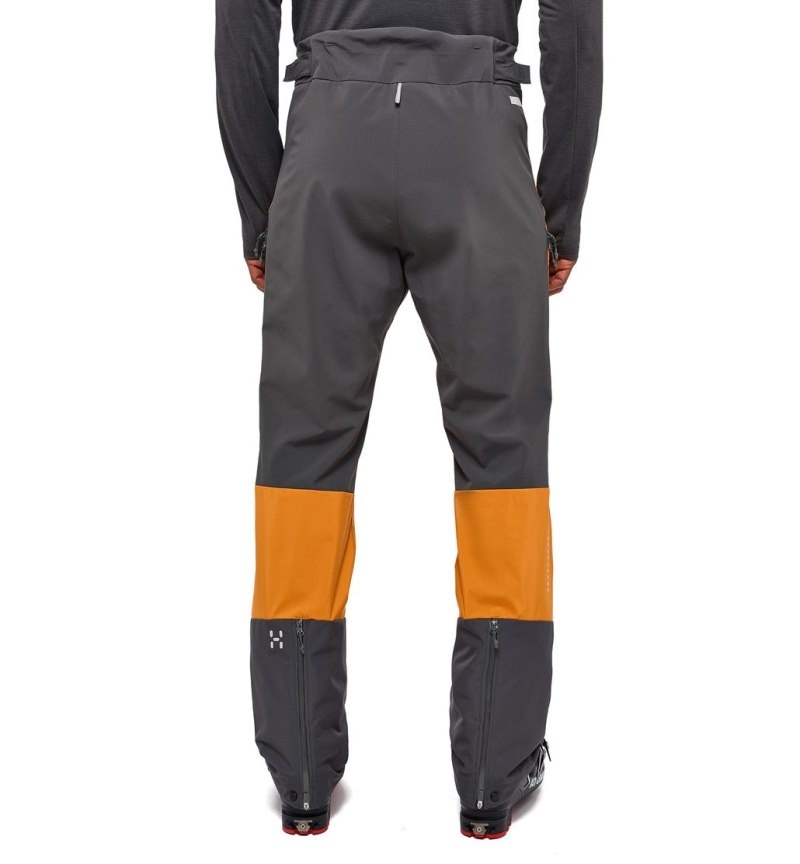 Men's Haglöfs L.I.M Hybrid Touring Pant Softshell Trousers Yellow / Magnetite Canada | OT75-366