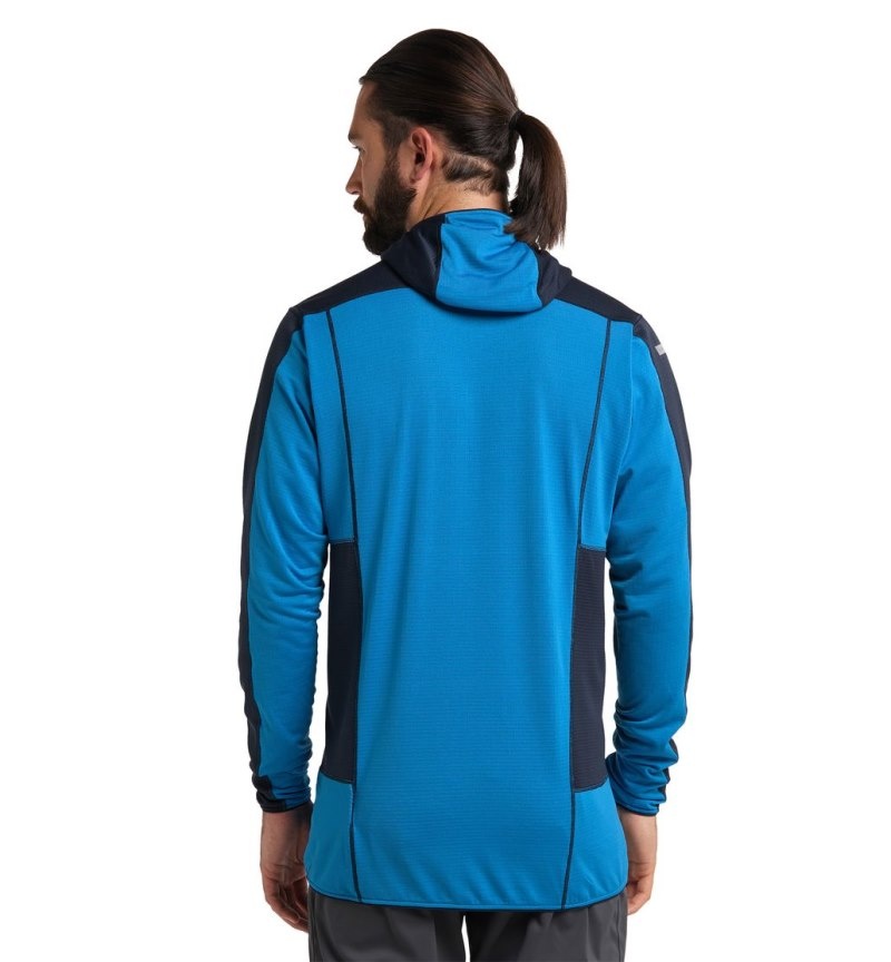 Men's Haglöfs L.I.M Mid Fast Hood Fleece Jackets Blue / Blue Canada | AB29-379