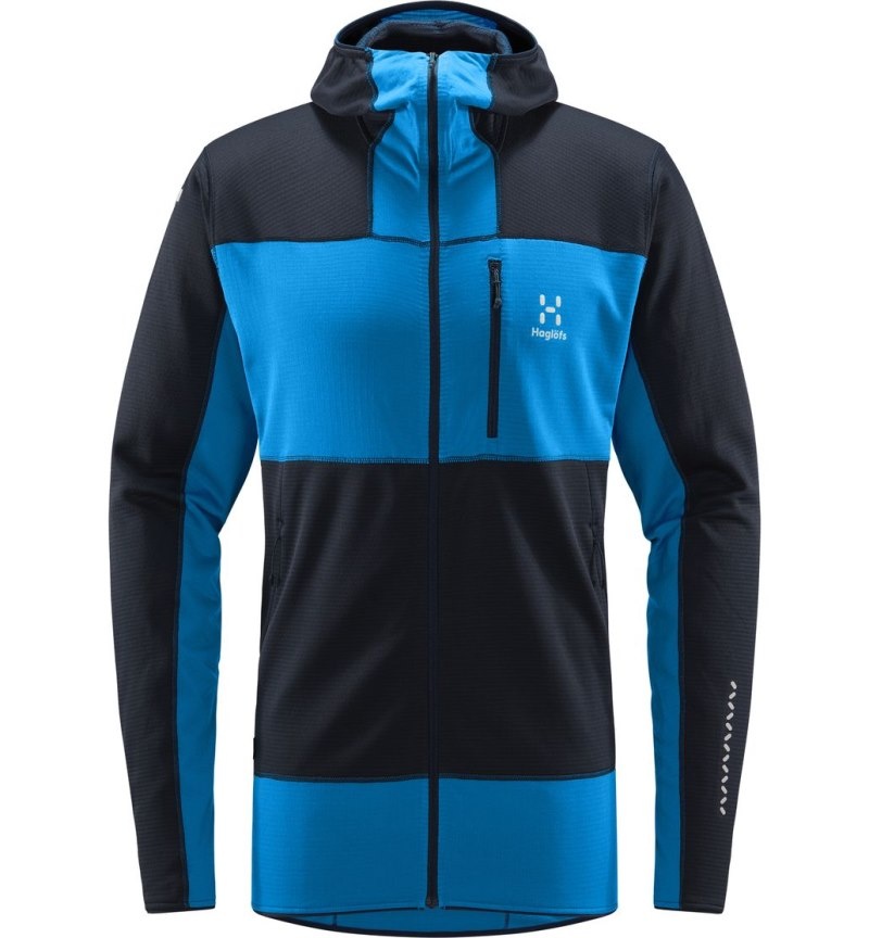 Men's Haglöfs L.I.M Mid Fast Hood Fleece Jackets Blue / Blue Canada | AB29-379