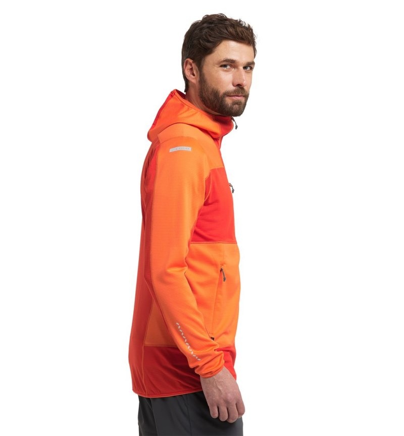 Men's Haglöfs L.I.M Mid Fast Hood Fleece Jackets Orange Canada | IE93-093