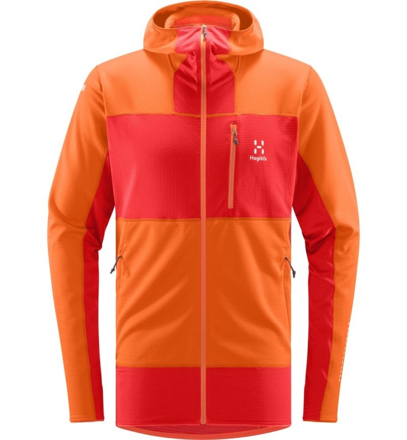 Men's Haglöfs L.I.M Mid Fast Hood Fleece Jackets Orange Canada | IE93-093