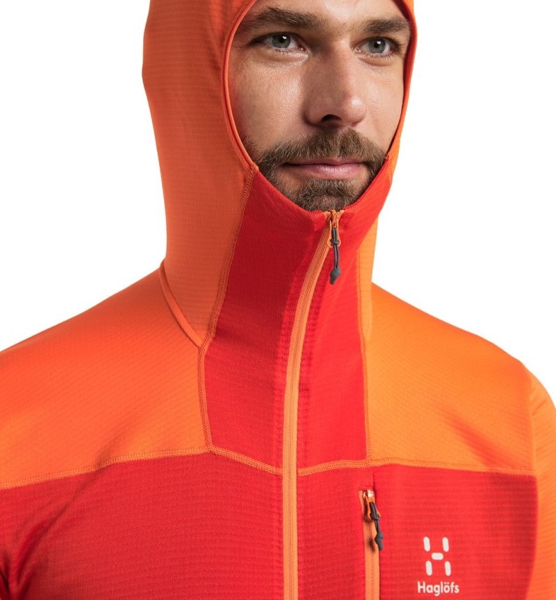 Men's Haglöfs L.I.M Mid Fast Hood Fleece Jackets Orange Canada | IE93-093