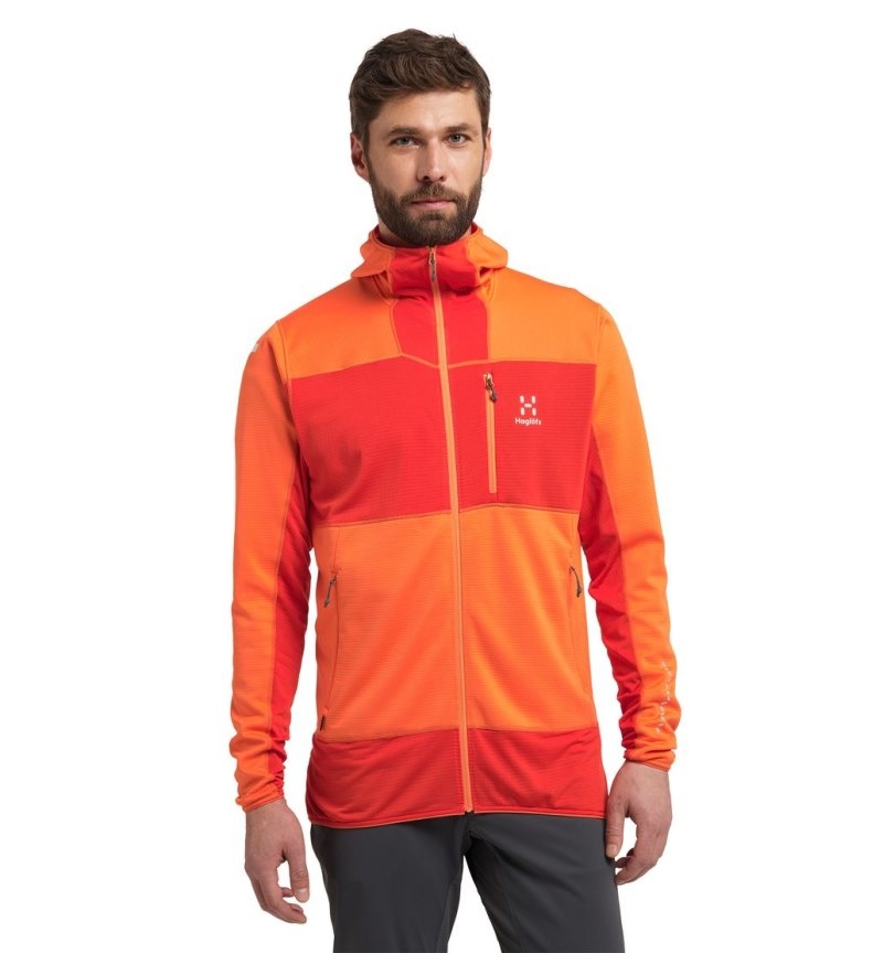 Men\'s Haglöfs L.I.M Mid Fast Hood Fleece Jackets Orange Canada | IE93-093