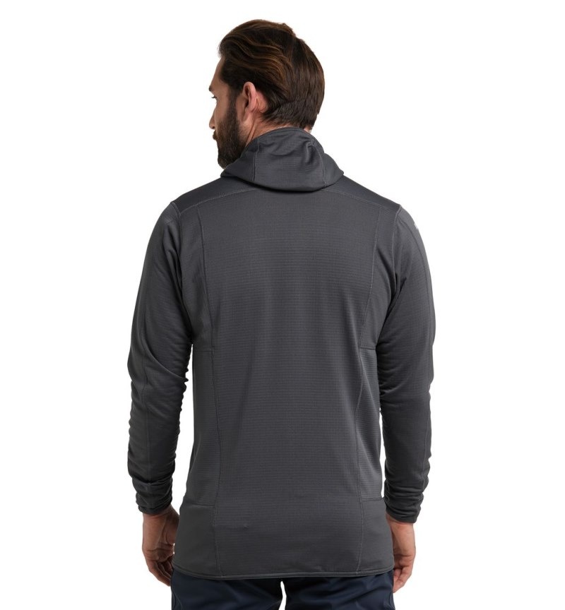 Men's Haglöfs L.I.M Mid Fast Hood Fleece Jackets Magnetite Canada | YP38-418