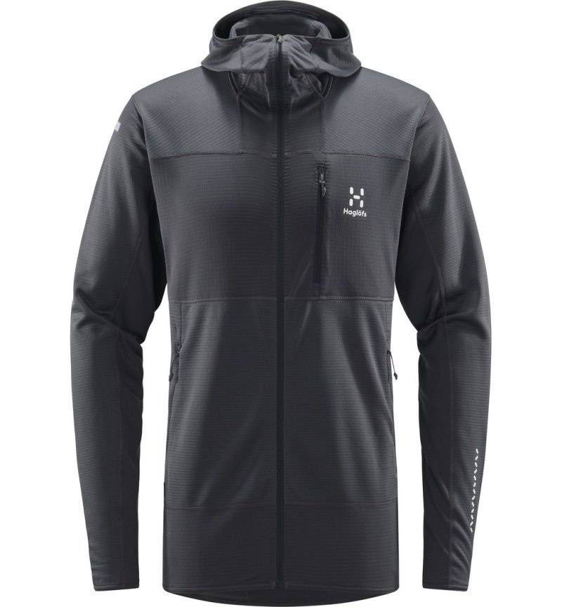 Men's Haglöfs L.I.M Mid Fast Hood Fleece Jackets Magnetite Canada | YP38-418