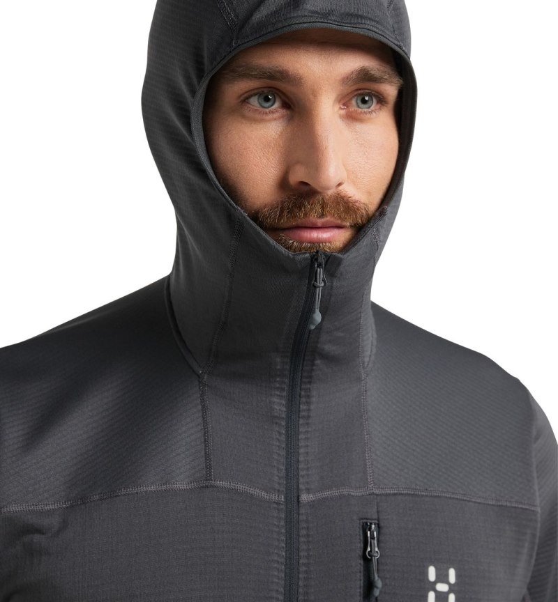 Men's Haglöfs L.I.M Mid Fast Hood Fleece Jackets Magnetite Canada | YP38-418