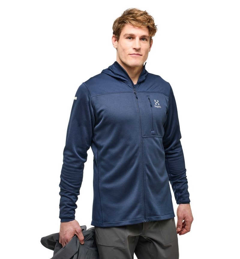 Men's Haglöfs L.I.M Mid Multi Hood Fleece Jackets Blue Canada | QK78-400