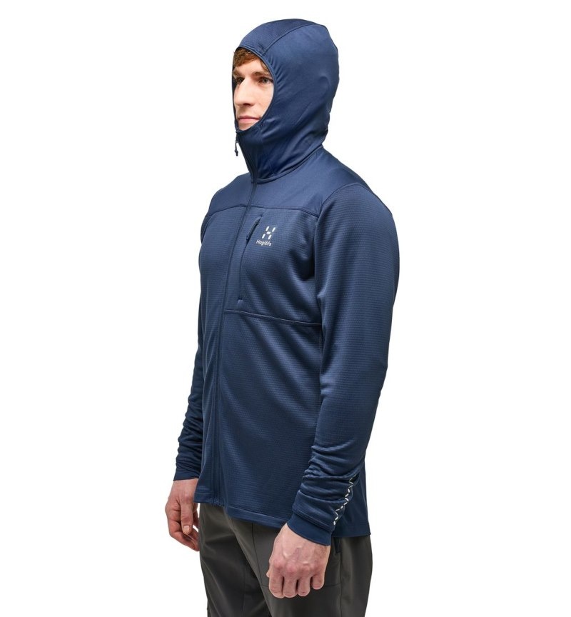 Men's Haglöfs L.I.M Mid Multi Hood Fleece Jackets Blue Canada | QK78-400