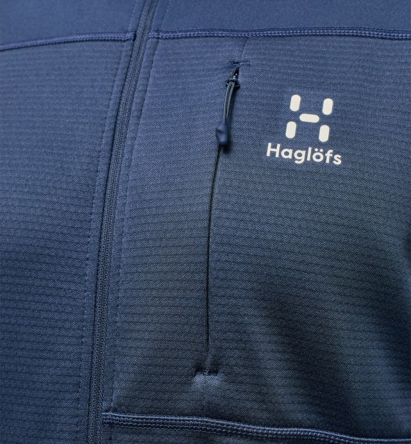 Men's Haglöfs L.I.M Mid Multi Hood Fleece Jackets Blue Canada | QK78-400