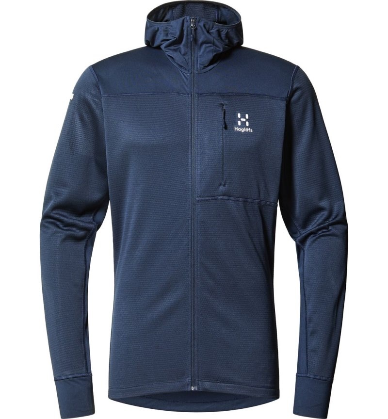 Men's Haglöfs L.I.M Mid Multi Hood Fleece Jackets Blue Canada | QK78-400