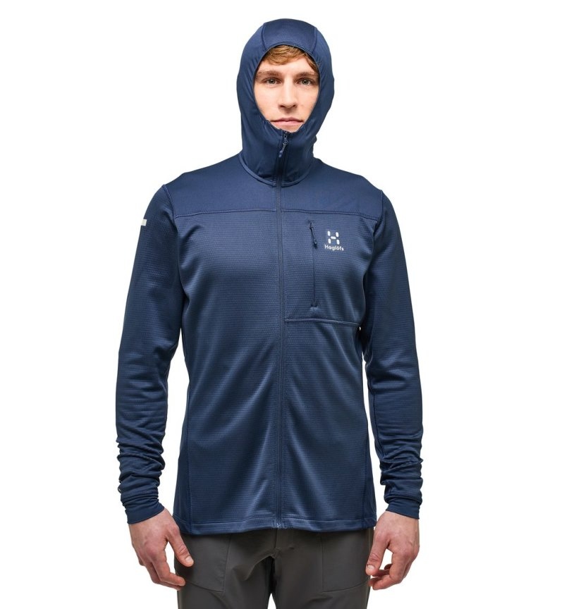 Men\'s Haglöfs L.I.M Mid Multi Hood Fleece Jackets Blue Canada | QK78-400