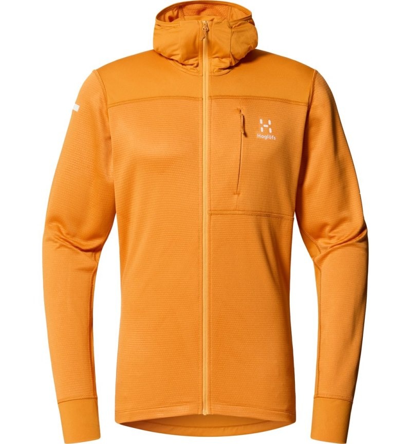 Men's Haglöfs L.I.M Mid Multi Hood Fleece Jackets Yellow Canada | GN92-706