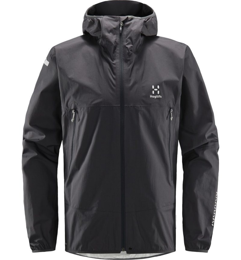 Men's Haglöfs L.I.M Proof Jacket Windbreaker Magnetite Canada | NI60-457