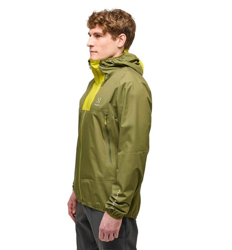 Men's Haglöfs L.I.M Proof Jacket Windbreaker Olive Green / Aurora Canada | SL21-560