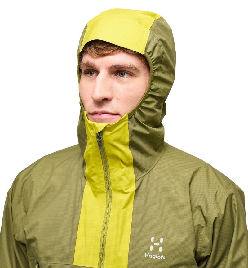 Men's Haglöfs L.I.M Proof Jacket Windbreaker Olive Green / Aurora Canada | SL21-560