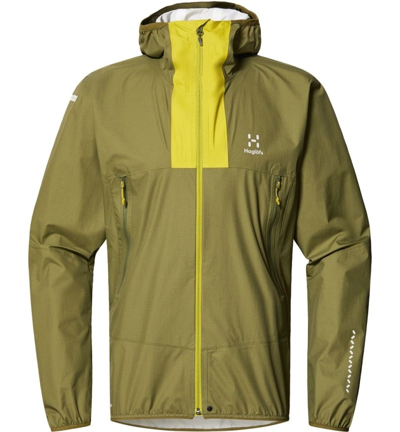 Men's Haglöfs L.I.M Proof Jacket Windbreaker Olive Green / Aurora Canada | SL21-560