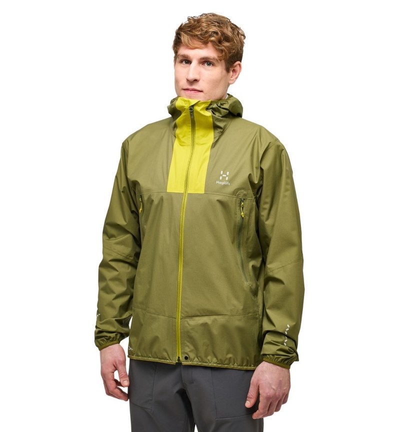 Men\'s Haglöfs L.I.M Proof Jacket Windbreaker Olive Green / Aurora Canada | SL21-560