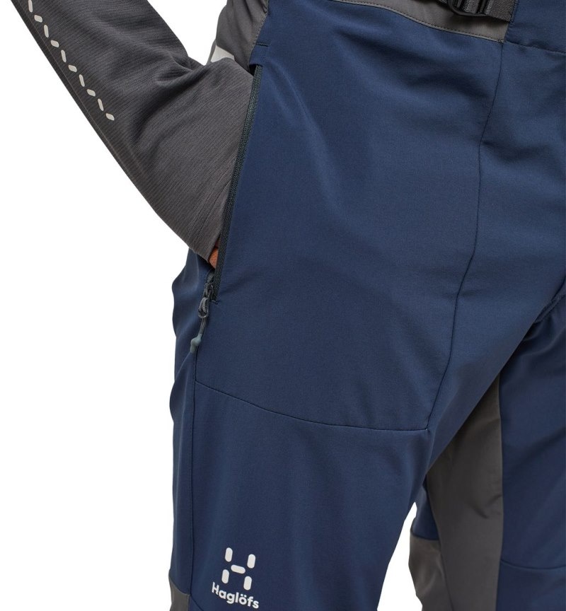 Men's Haglöfs L.I.M Quiver Pant Softshell Trousers Blue / Magnetite Canada | VM87-615