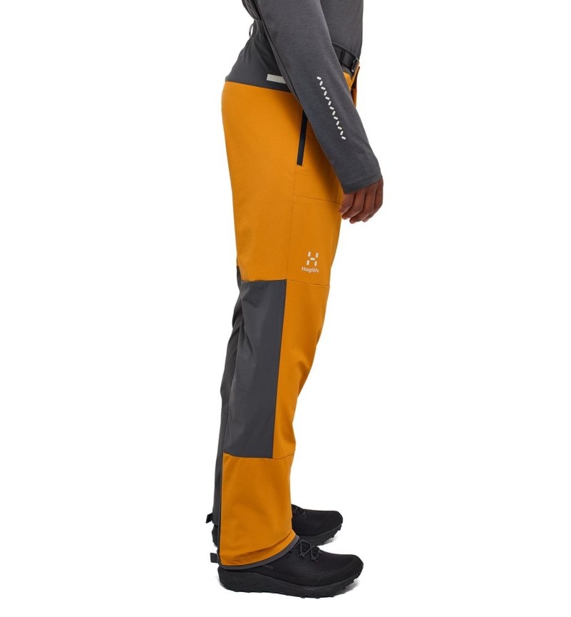 Men's Haglöfs L.I.M Quiver Pant Softshell Trousers Yellow / Magnetite Canada | VP75-978