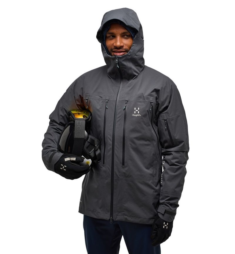 Men's Haglöfs L.I.M Touring Proof Jacket Windbreaker Magnetite Canada | ZG33-277