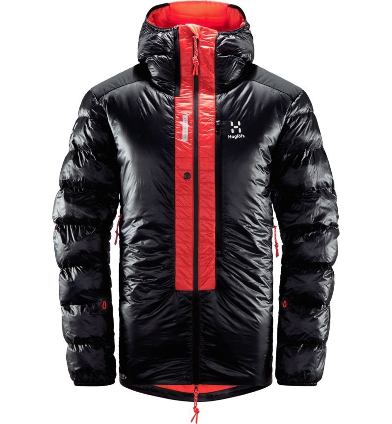 Men's Haglöfs L.I.M ZT Down Jacket Insulated Jackets Black / Red Canada | OA76-523