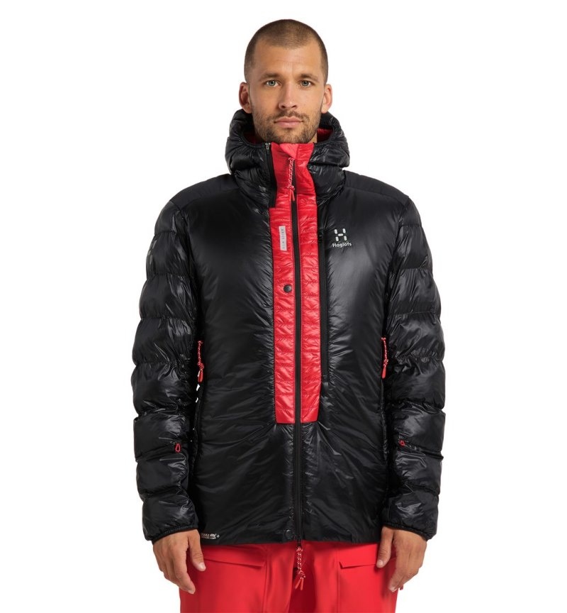 Men\'s Haglöfs L.I.M ZT Down Jacket Insulated Jackets Black / Red Canada | OA76-523