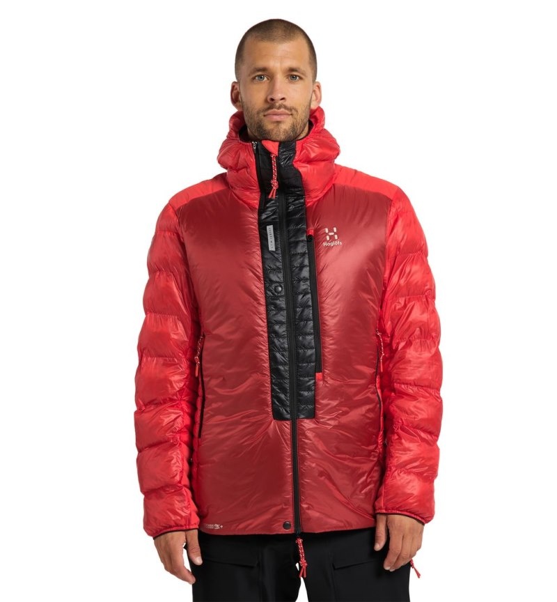 Men\'s Haglöfs L.I.M ZT Down Jacket Insulated Jackets Red / Black Canada | RI85-698