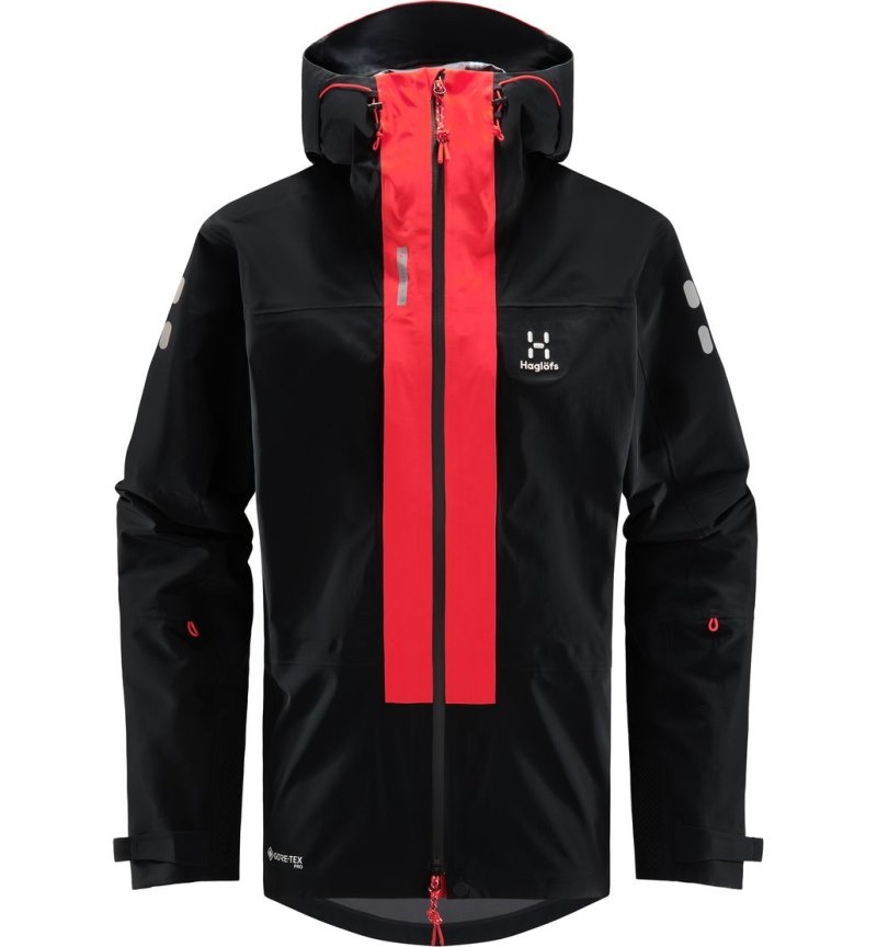 Men's Haglöfs L.I.M ZT Mountain GTX PRO Jacket Windbreaker Black / Red Canada | DW19-898