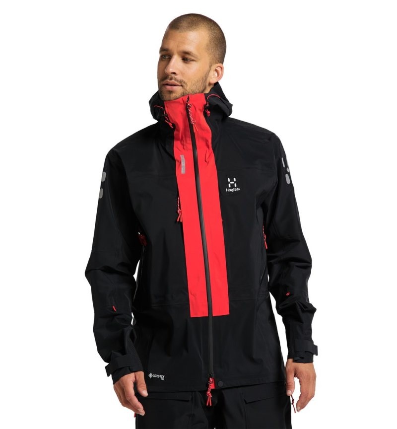 Men\'s Haglöfs L.I.M ZT Mountain GTX PRO Jacket Windbreaker Black / Red Canada | DW19-898