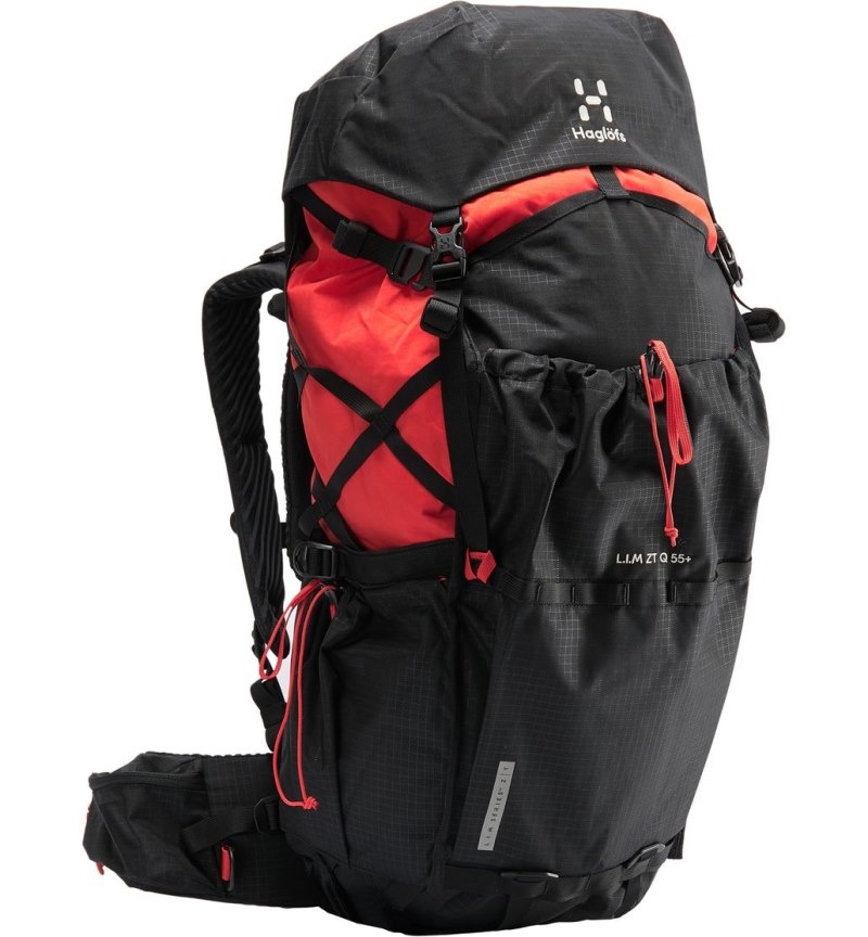 Men's Haglöfs L.I.M ZT Q 55 Backpacks Black / Red Canada | IU17-655