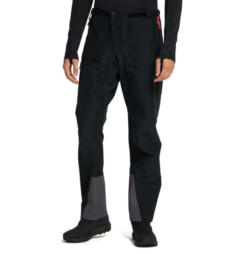 Men\'s Haglöfs L.I.M ZT Shell GTX PRO Pant Waterproof Trousers Black / Red Canada | YN94-922