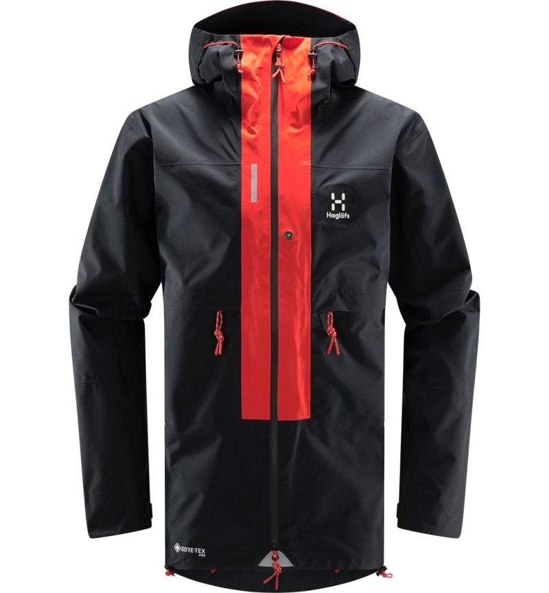 Men's Haglöfs L.I.M ZT Trek GTX PRO Jacket Windbreaker Black / Red Canada | VS47-323