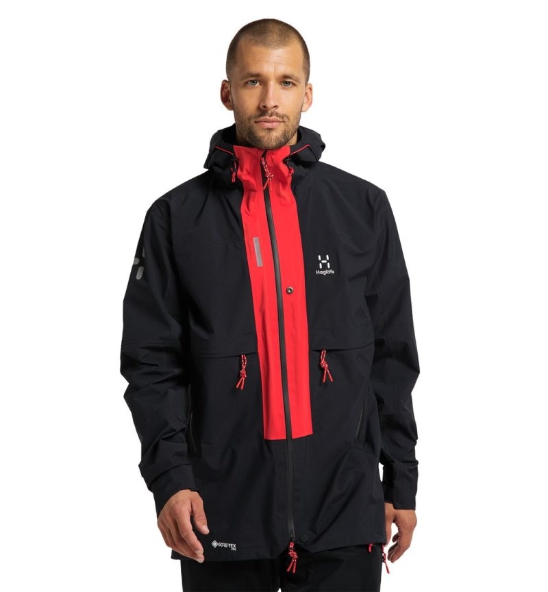 Men\'s Haglöfs L.I.M ZT Trek GTX PRO Jacket Windbreaker Black / Red Canada | VS47-323