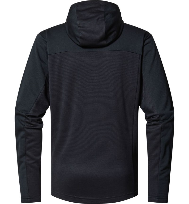 Men's Haglöfs Lark Mid Hood Fleece Jackets Black Canada | AF13-134