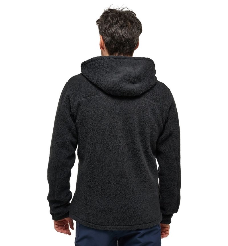 Men's Haglöfs Malung Pile Hood Fleece Jackets Black Canada | EP94-699