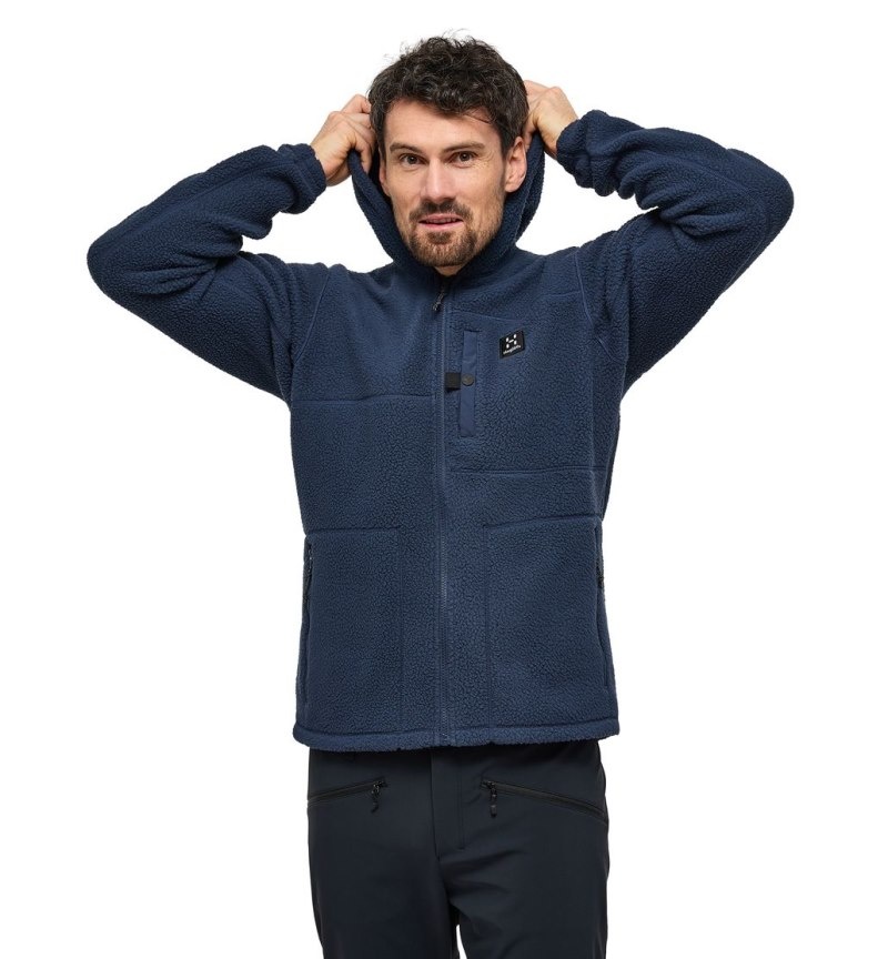 Men's Haglöfs Malung Pile Hood Fleece Jackets Blue Canada | NP71-014