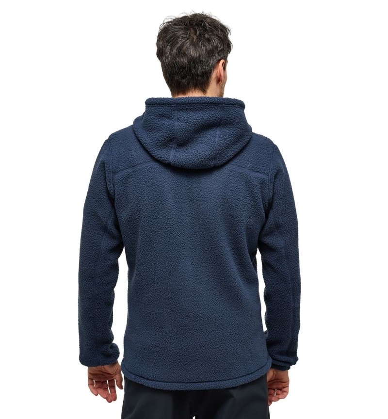 Men's Haglöfs Malung Pile Hood Fleece Jackets Blue Canada | NP71-014