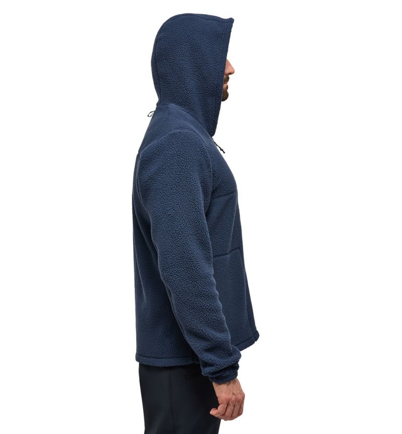 Men's Haglöfs Malung Pile Hood Fleece Jackets Blue Canada | NP71-014