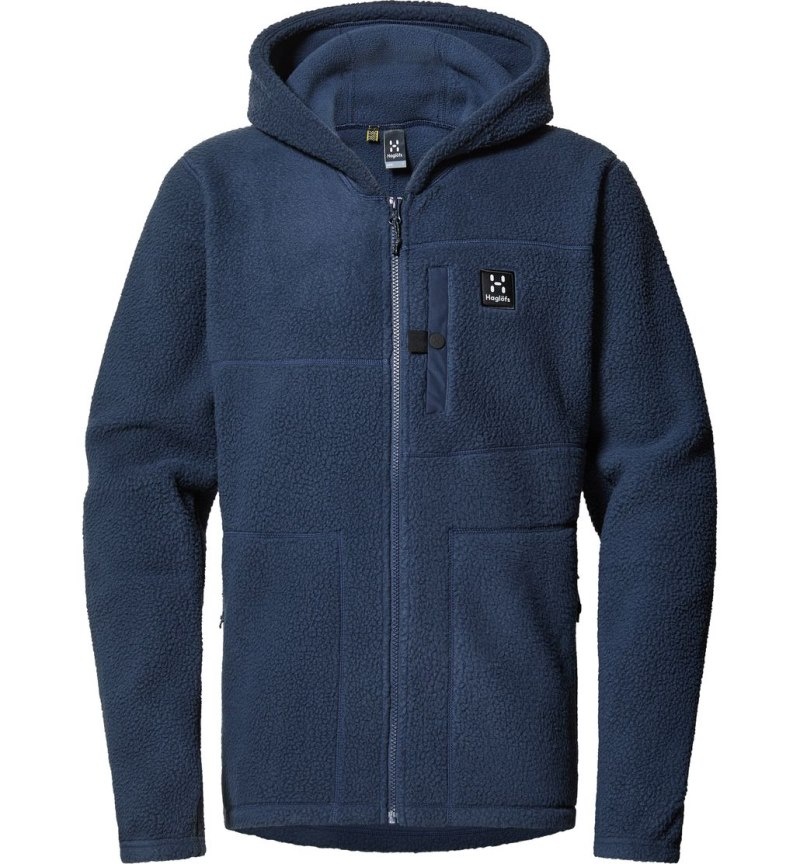 Men's Haglöfs Malung Pile Hood Fleece Jackets Blue Canada | NP71-014