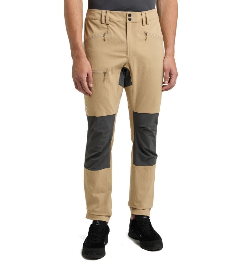 Men's Haglöfs Mid Slim Pant Hiking Trousers Beige / Magnetite Canada | JJ79-099