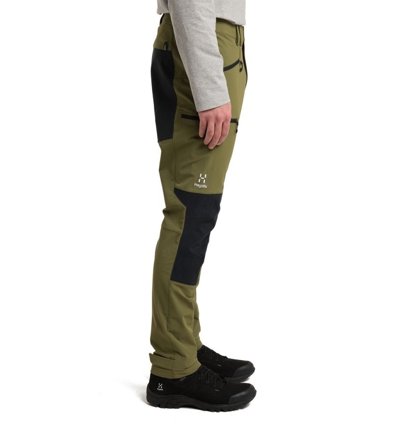 Men's Haglöfs Mid Slim Pant Hiking Trousers Olive Green / Black Canada | EV85-476