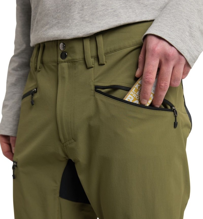 Men's Haglöfs Mid Slim Pant Hiking Trousers Olive Green / Black Canada | EV85-476