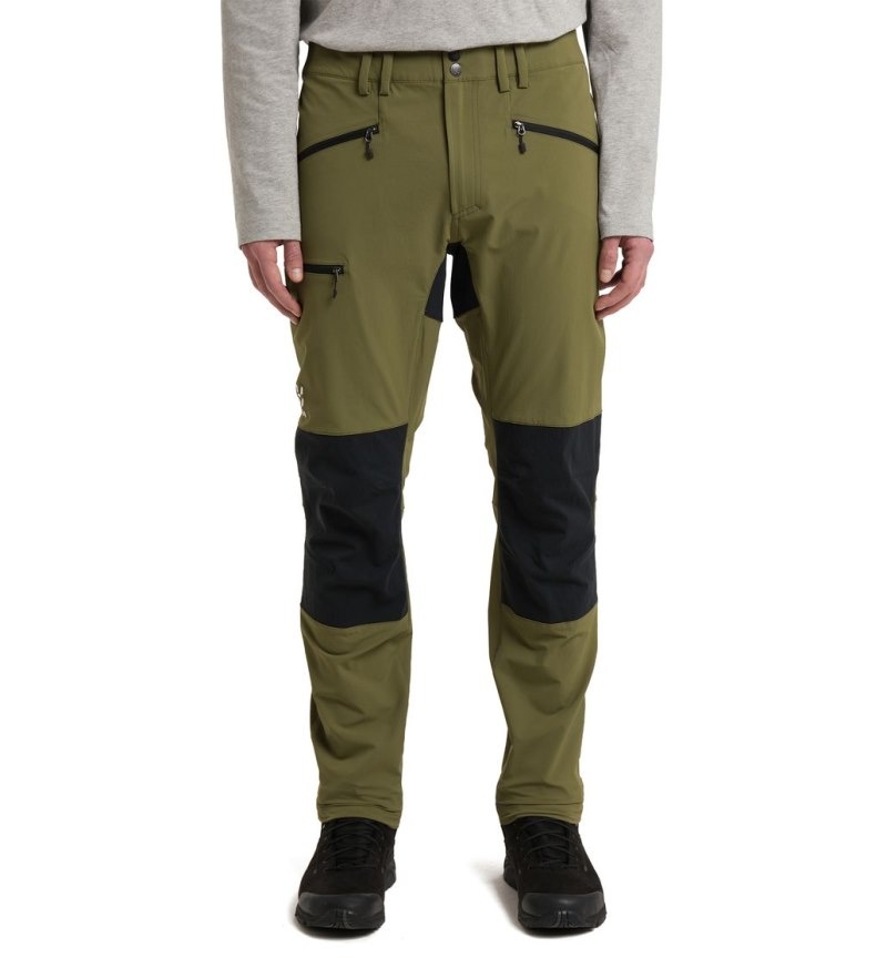 Men\'s Haglöfs Mid Slim Pant Hiking Trousers Olive Green / Black Canada | EV85-476