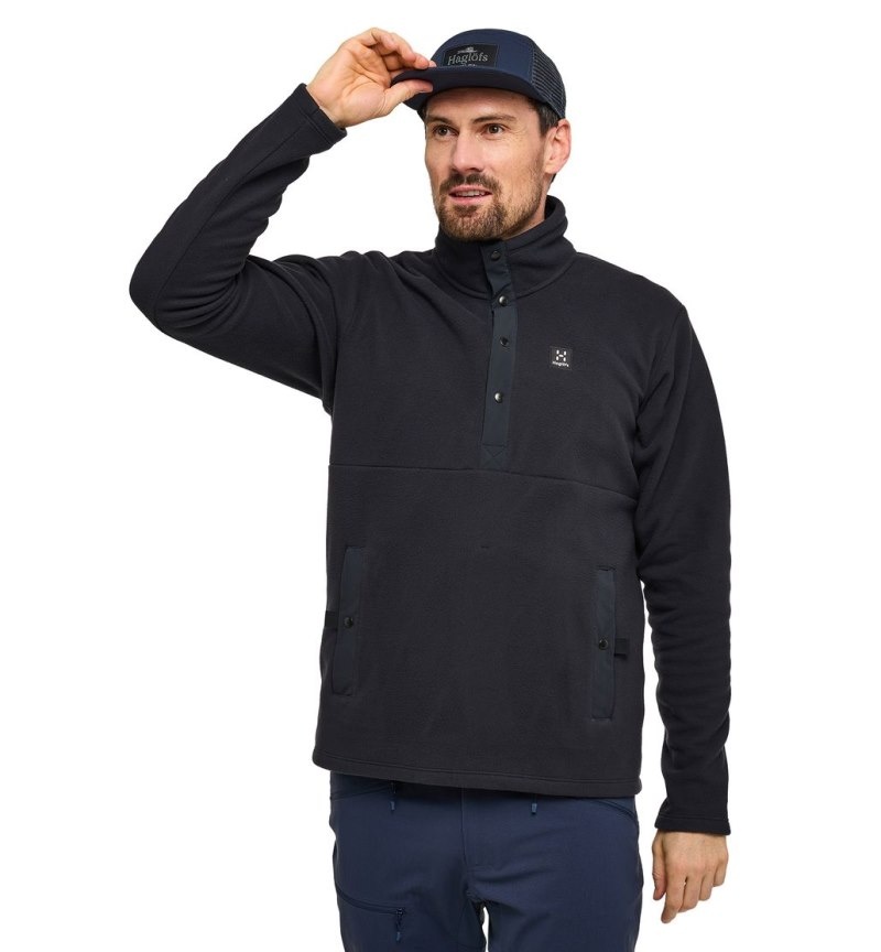 Men's Haglöfs Mora Mid Fleece Jackets Black Canada | OF38-815