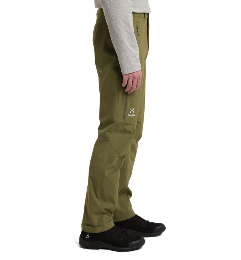 Men's Haglöfs Morän Softshell Standard Pant Softshell Trousers Olive Green Canada | SR35-599