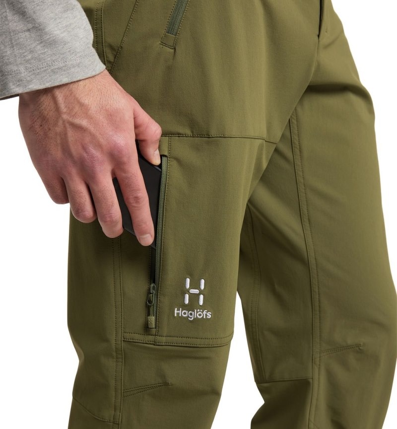 Men's Haglöfs Morän Softshell Standard Pant Softshell Trousers Olive Green Canada | SR35-599