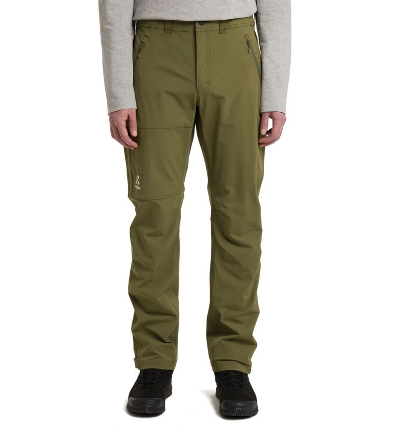 Men\'s Haglöfs Morän Softshell Standard Pant Softshell Trousers Olive Green Canada | SR35-599