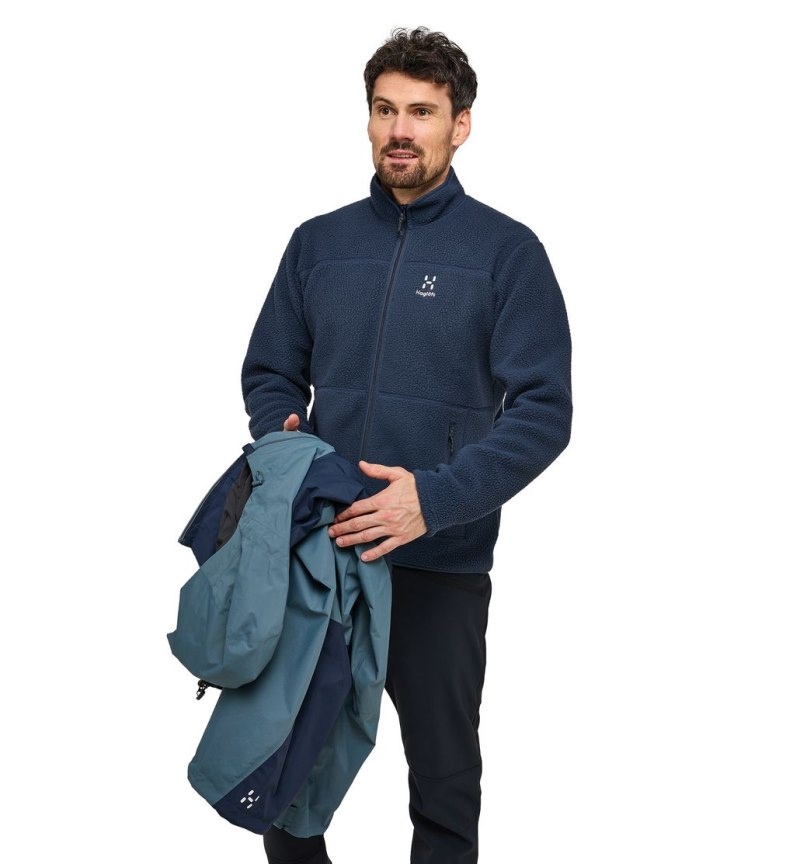 Men's Haglöfs Mossa Pile Jacket Fleece Jackets Blue Canada | IM92-453